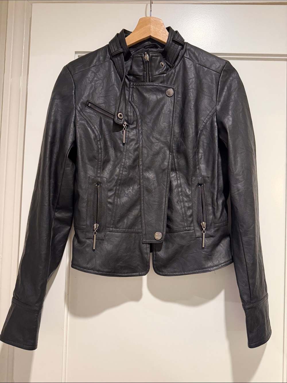 Paper Denim & Cloth Black Faux Leather Moto Jacket